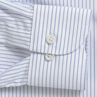 Blue stripe dress shirt sleeve detail – Ledbury Journey Flex custom fit