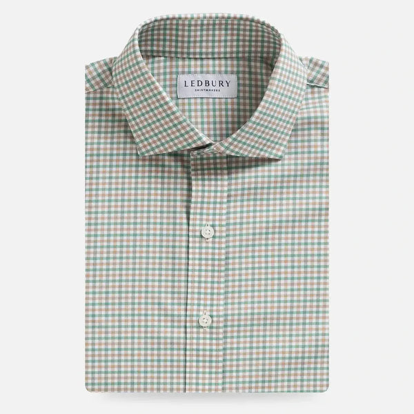 Green tattersall Journey Flex wrinkle-free dress shirt - custom fit performance fabric for men