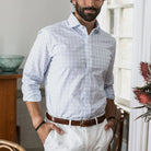 The Sky Blue Ellis Plaid Custom Shirt Custom Dress Shirt- Ledbury