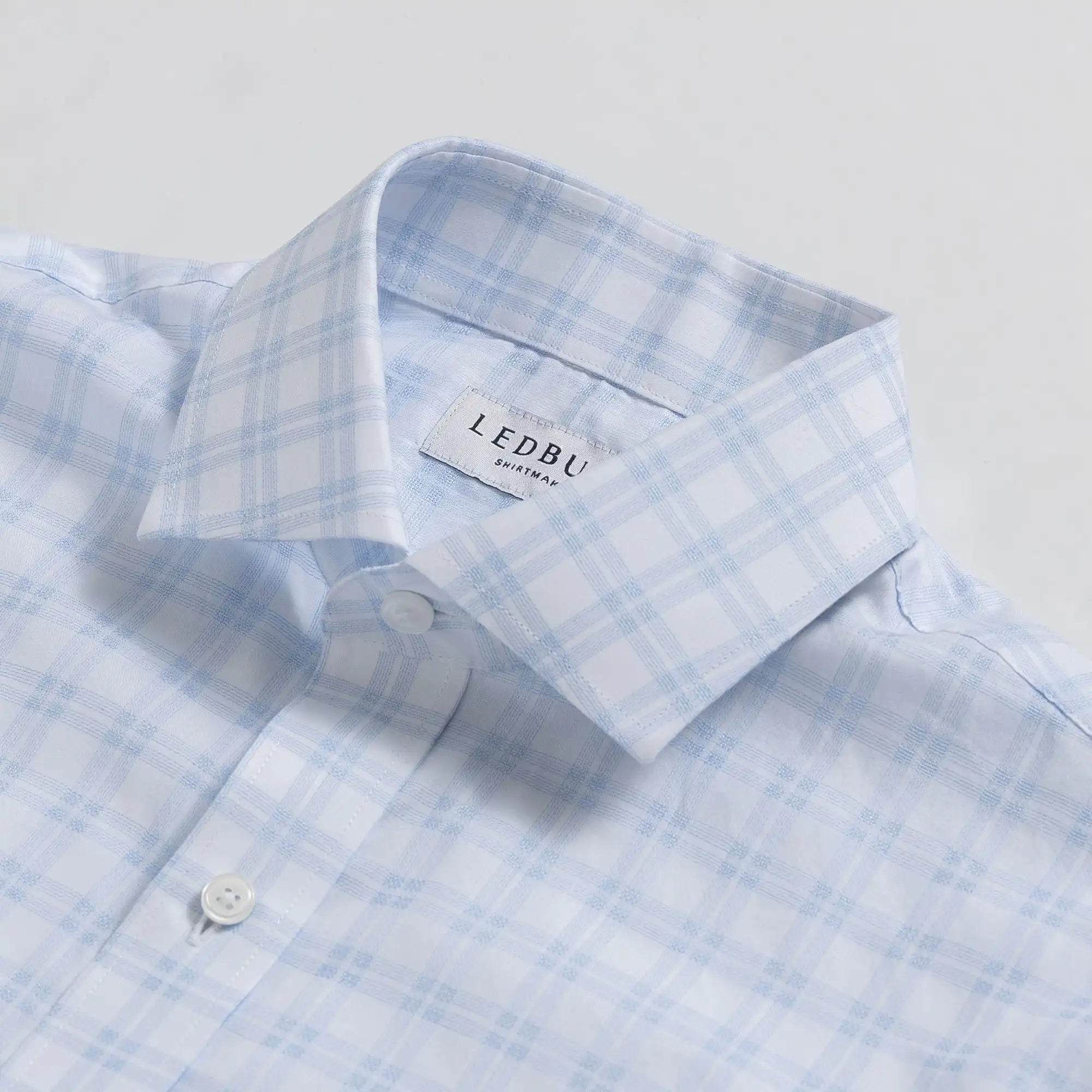 The Sky Blue Ellis Plaid Custom Shirt Custom Dress Shirt- Ledbury