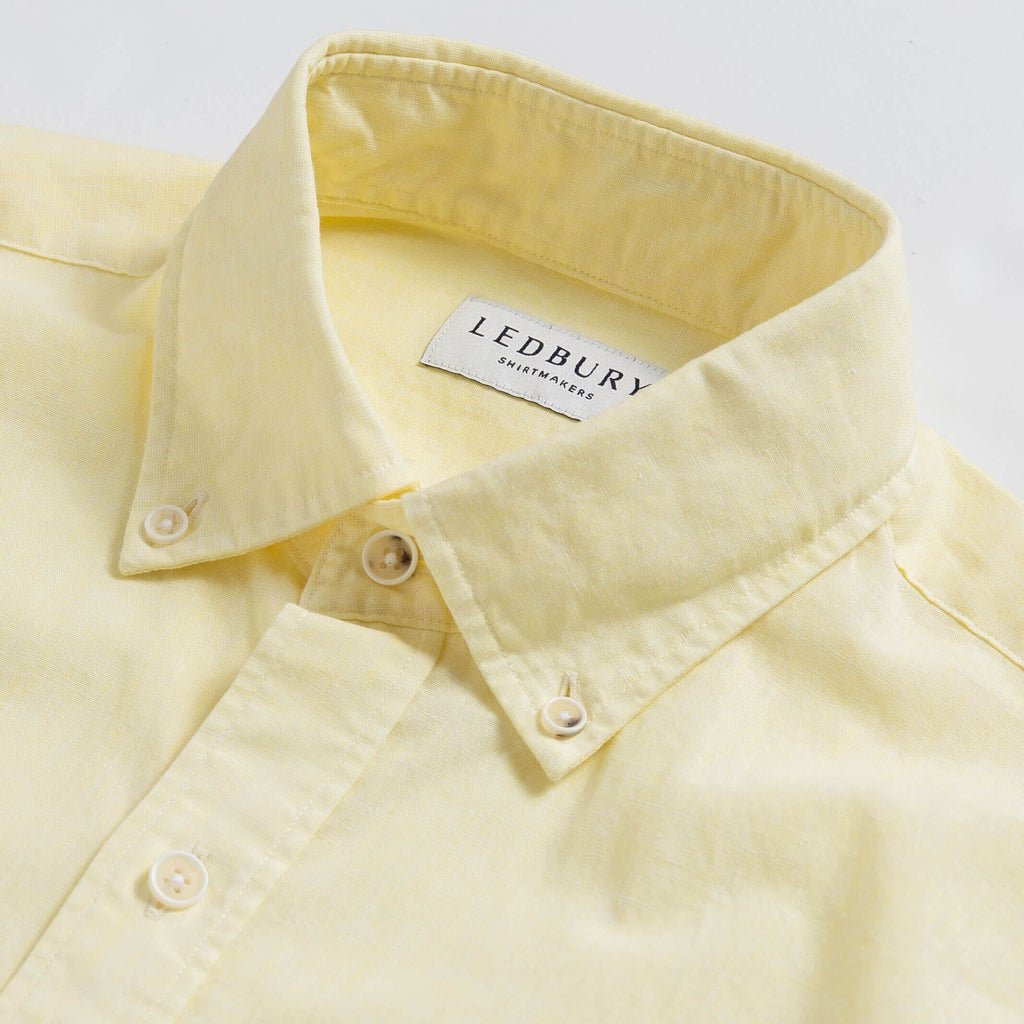 The Yellow Short Sleeve Barretto Cotton Linen Custom Shirt Custom Casual Shirt- Ledbury