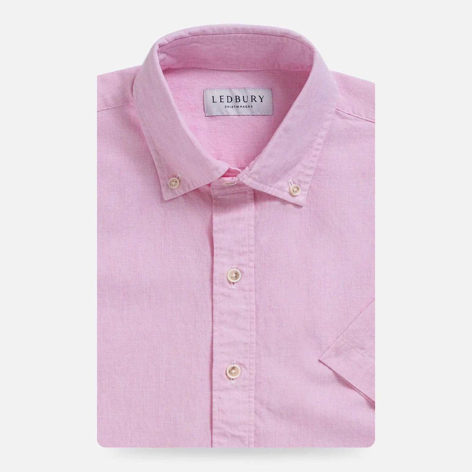 The Pink Short Sleeve Barretto Cotton Linen Custom Shirt Custom Short Sleeve Shirt- Ledbury