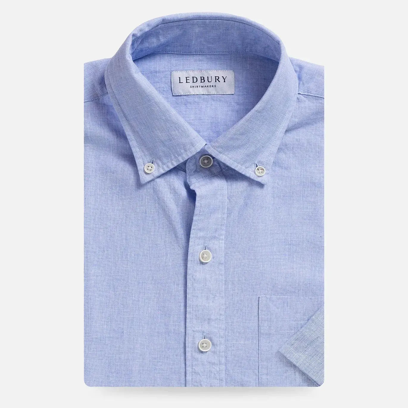 The Light Blue Short Sleeve Barretto Cotton Linen Custom Shirt Custom Short Sleeve Shirt- Ledbury