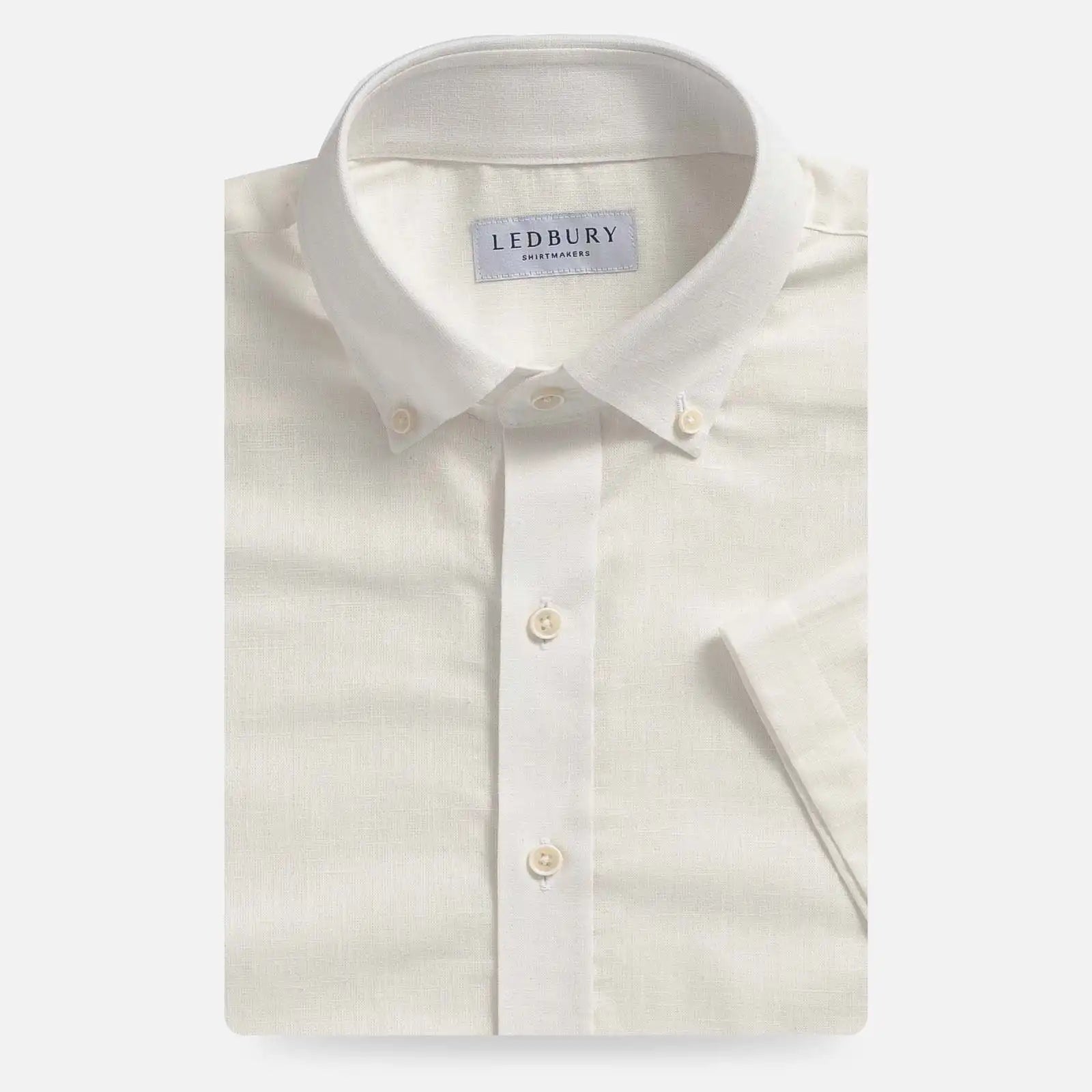 Cream Sandoval Oxford Chambray short sleeve custom shirt, Ledbury
