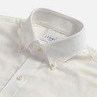 Cream Sandoval short sleeve shirt collar detail — oxford chambray weave, Ledbury