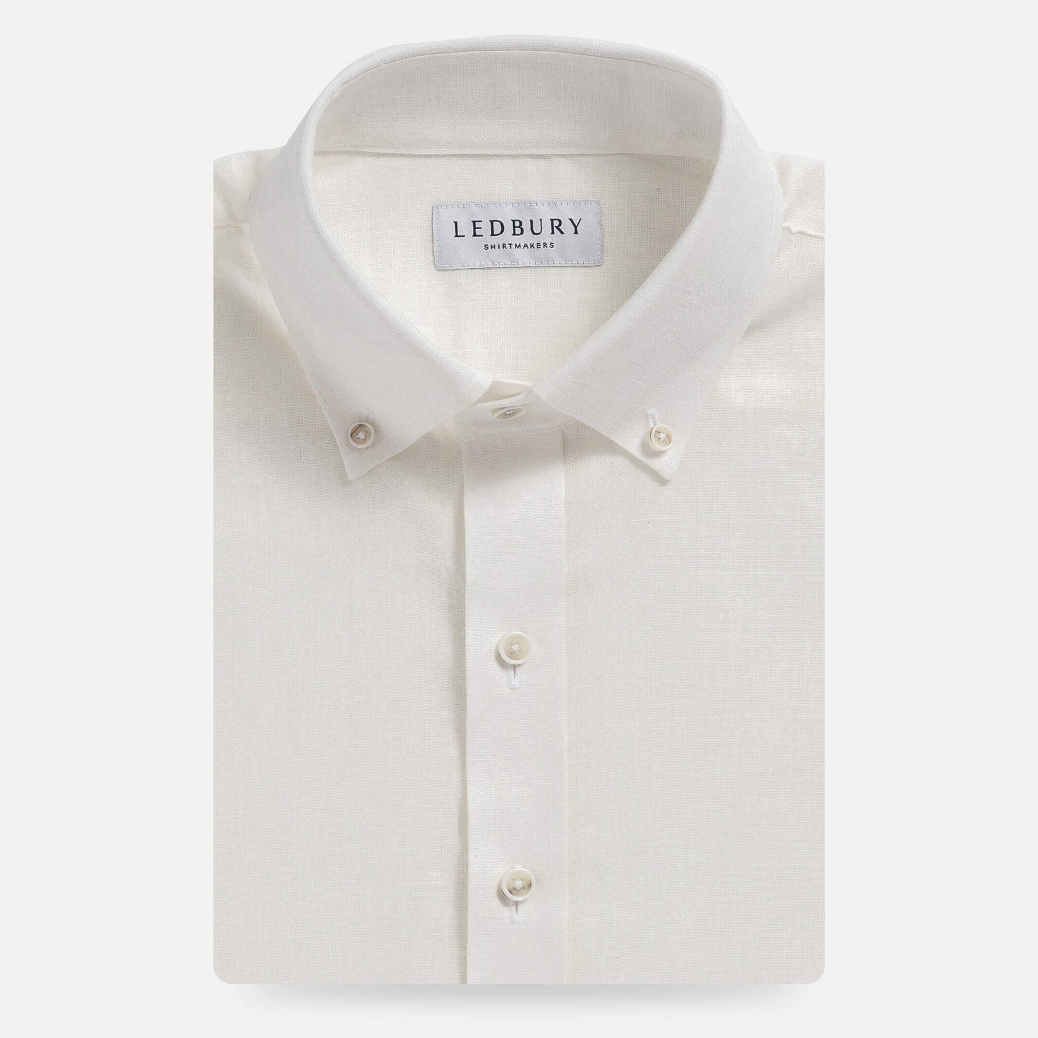 Cream Sandoval oxford chambray custom shirt front view - Ledbury men's casual shirt