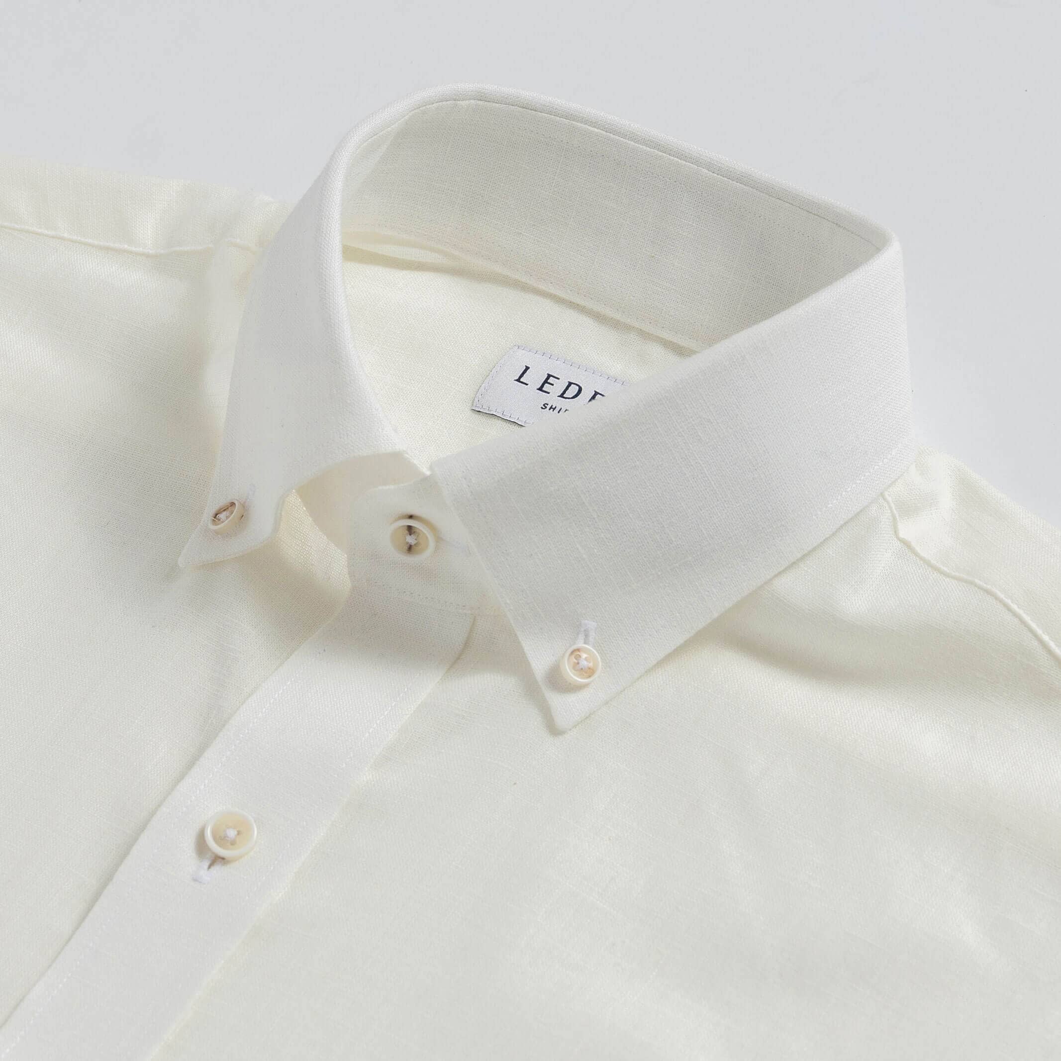 Cream Sandoval oxford chambray shirt collar detail - Ledbury custom shirt construction