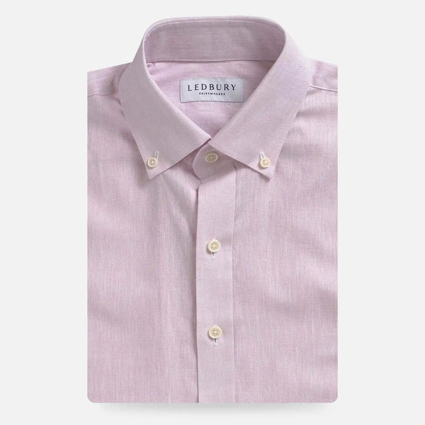 Light pink heathered cotton oxford shirt with button down collar, flat lay