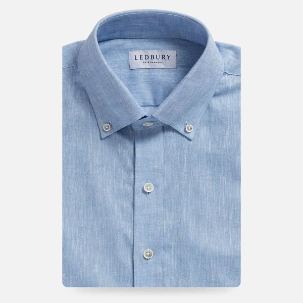 Light blue Sandoval oxford chambray custom shirt front view - Ledbury men's casual shirt