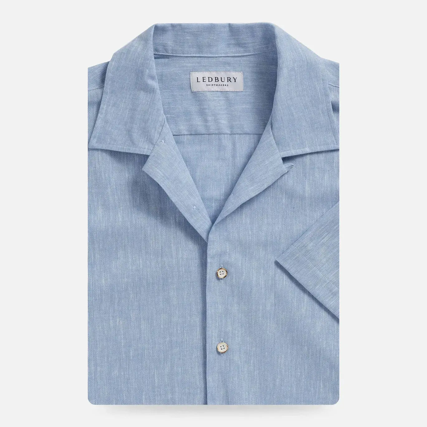The Light Blue Sandoval Oxford Chambray Camp Collar Custom Shirt Custom Short Sleeve Shirt- Ledbury