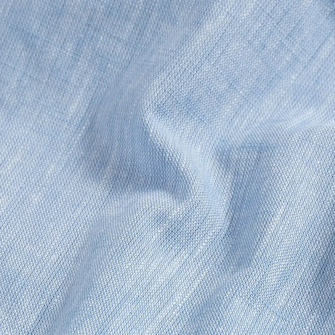 The Light Blue Sandoval Oxford Chambray Camp Collar Custom Shirt Custom Short Sleeve Shirt- Ledbury