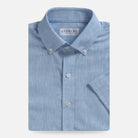 Light Blue Sandoval Oxford Chambray short sleeve custom shirt — front view, Ledbury