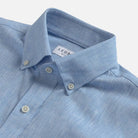 Light Blue Sandoval short sleeve shirt collar detail — button down oxford chambray, Ledbury