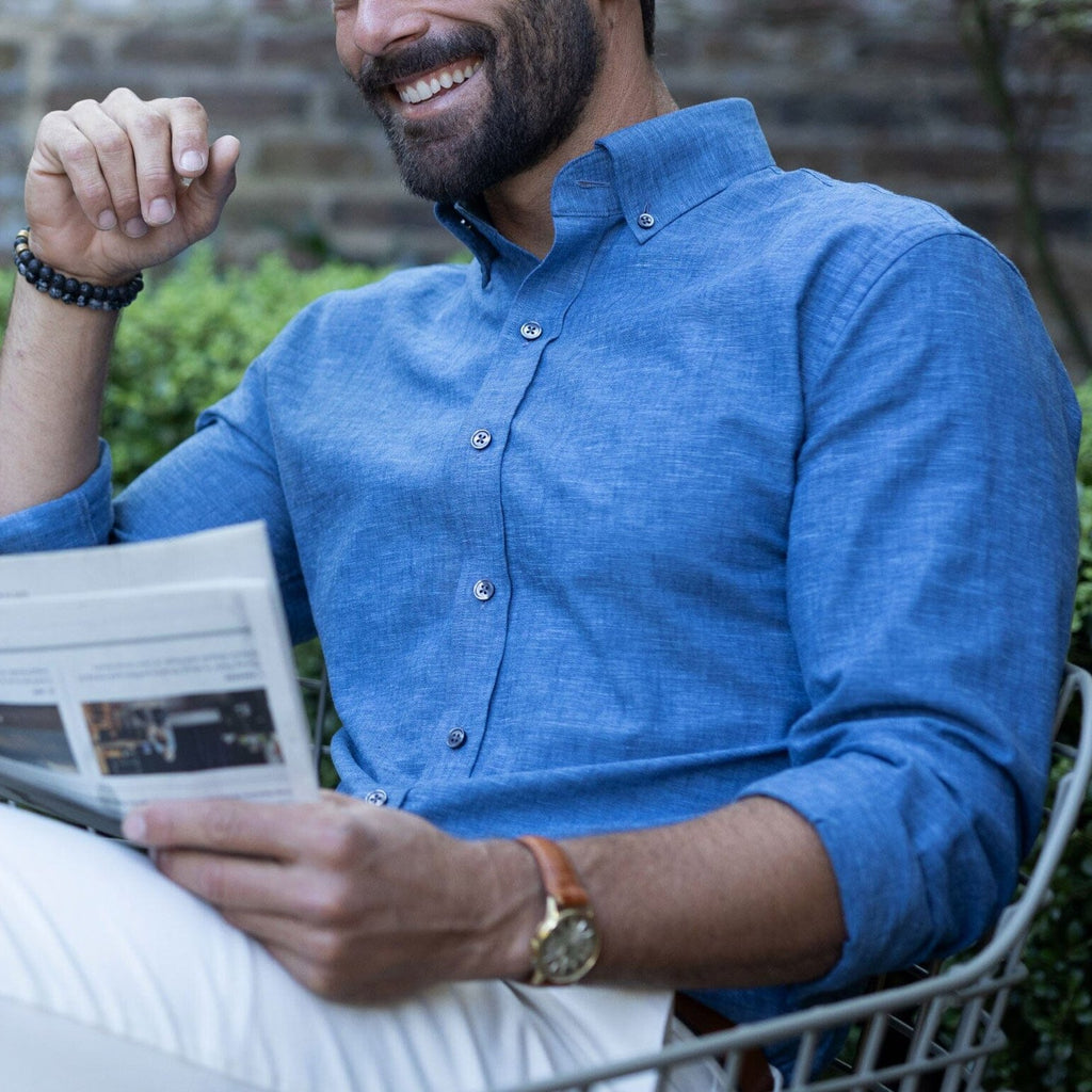 The Medium Blue Sandoval Custom Shirt Custom Casual Shirt- Ledbury