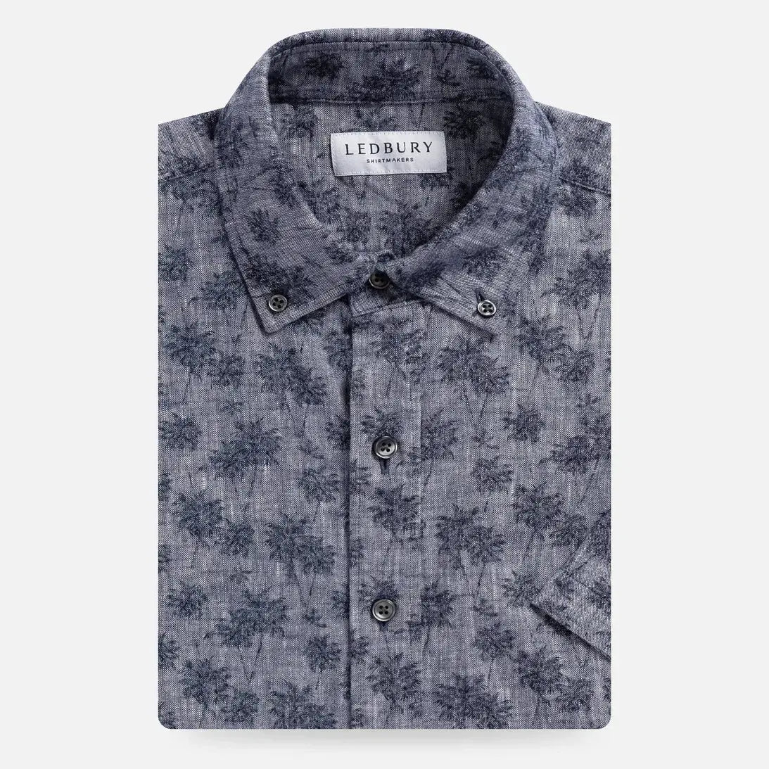 The Vintage Navy Sandoval Palm Print Short Sleeve Custom Shirt Custom Short Sleeve Shirt- Ledbury