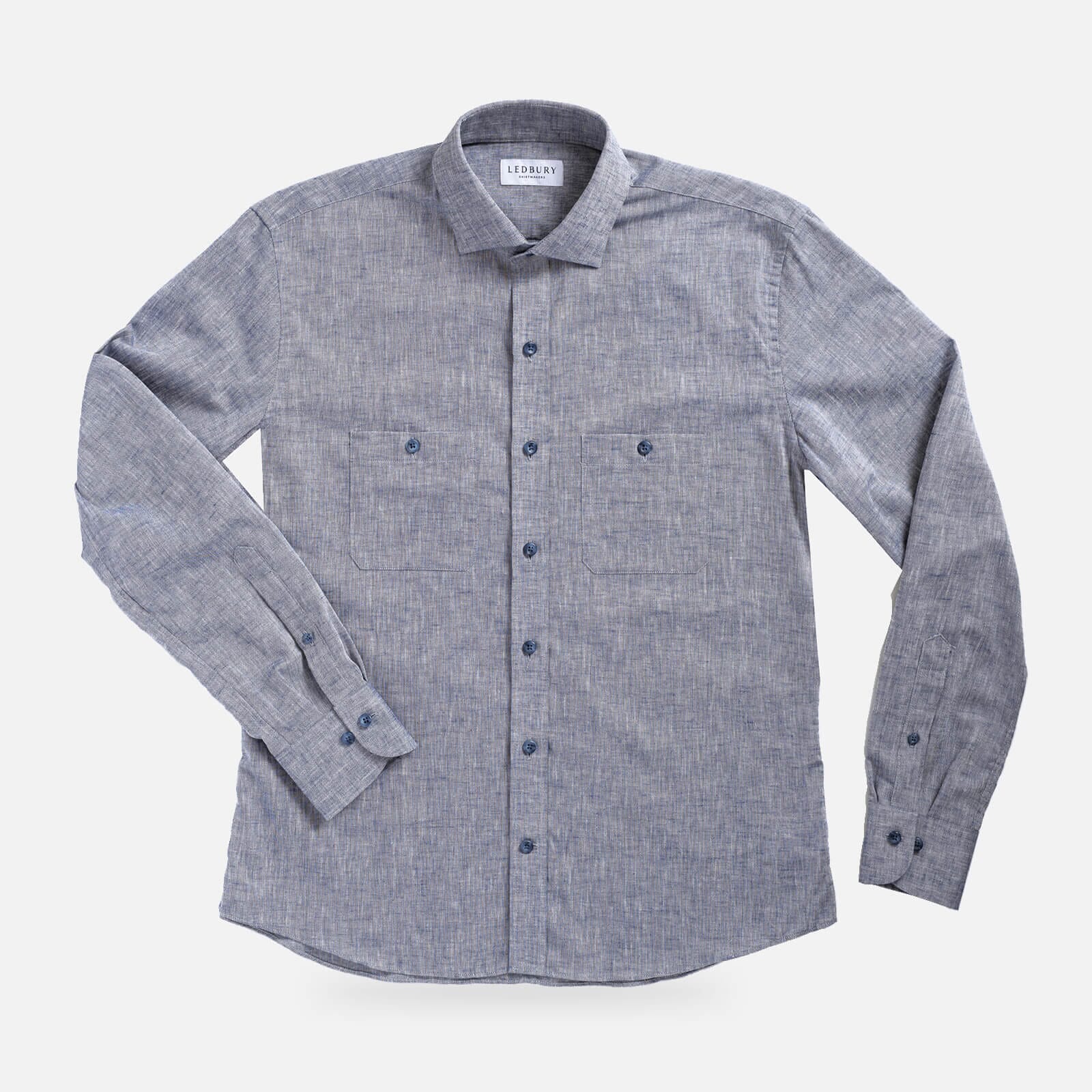The Navy Blue Sandoval Utility Custom Shirt Custom Casual Shirt- Ledbury