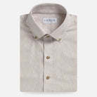 Ecru Sandoval Oxford Chambray shirt collar detail - double button barrel cuff