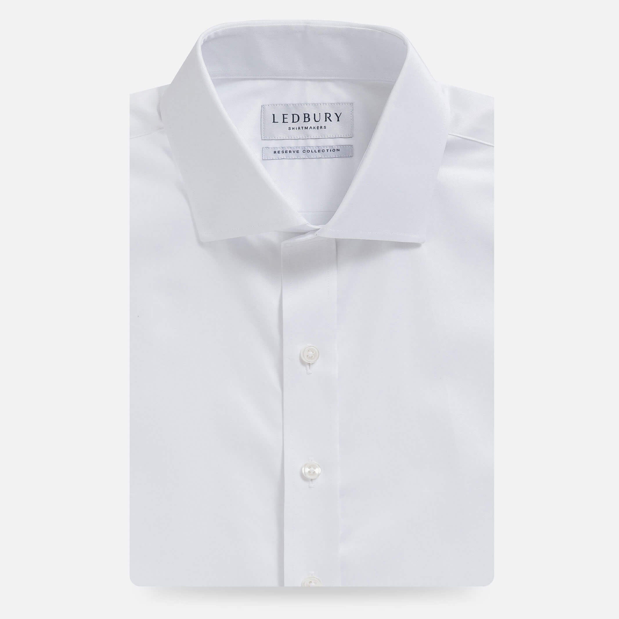 The White Signature Fine Twill Custom Shirt Custom Dress Shirt- Ledbury