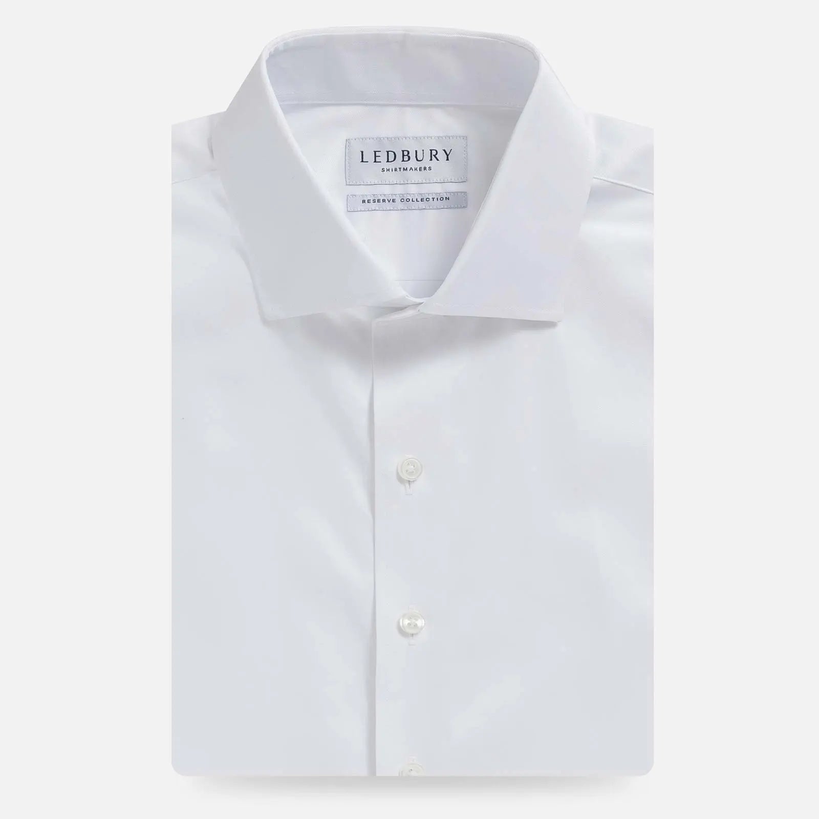 The White Signature Fine Twill with French Placket Custom Shirt Custom Dress Shirt- Ledbury