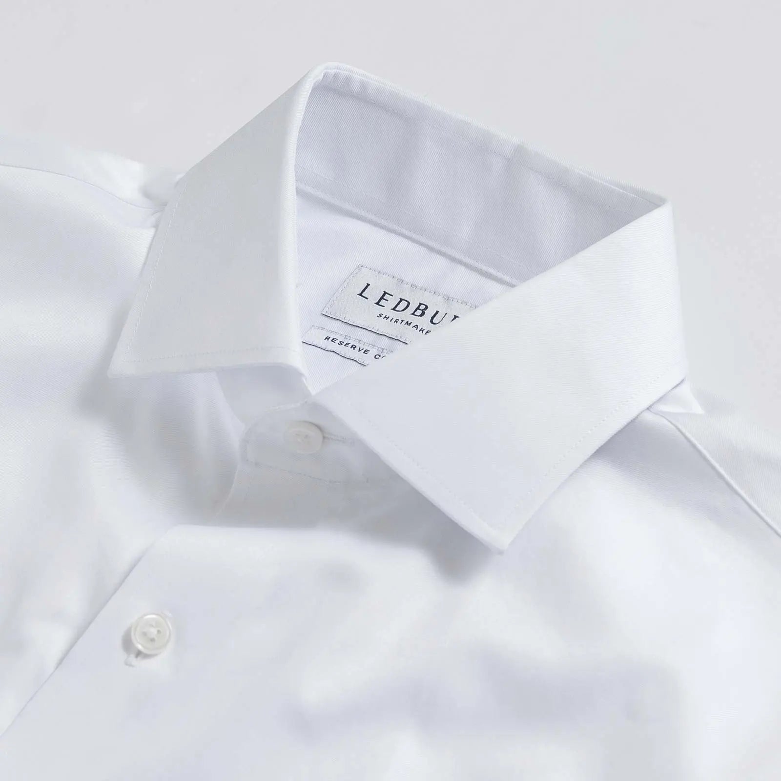 The White Signature Fine Twill with French Placket Custom Shirt Custom Dress Shirt- Ledbury
