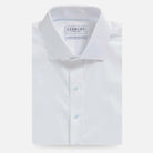 The White Signature Fine Twill with Light Blue Buttons Custom Shirt Custom Dress Shirt- Ledbury