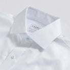 The White Signature Fine Twill with Light Blue Buttons Custom Shirt Custom Dress Shirt- Ledbury
