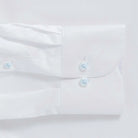 The White Signature Fine Twill with Light Blue Buttons Custom Shirt Custom Dress Shirt- Ledbury