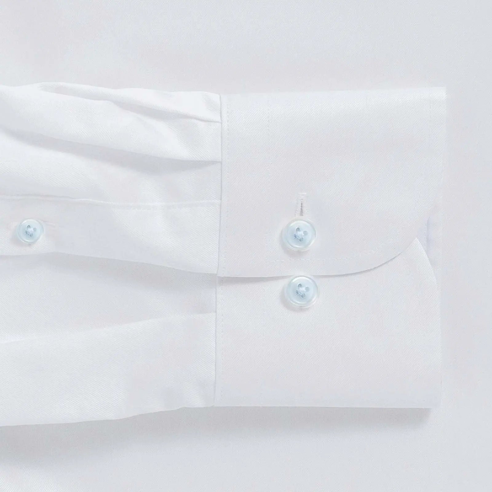 The White Signature Fine Twill with Light Blue Buttons Custom Shirt Custom Dress Shirt- Ledbury