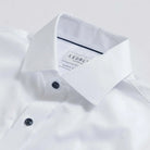 The White Signature Fine Twill with Navy Buttons Custom Shirt Custom Dress Shirt- Ledbury