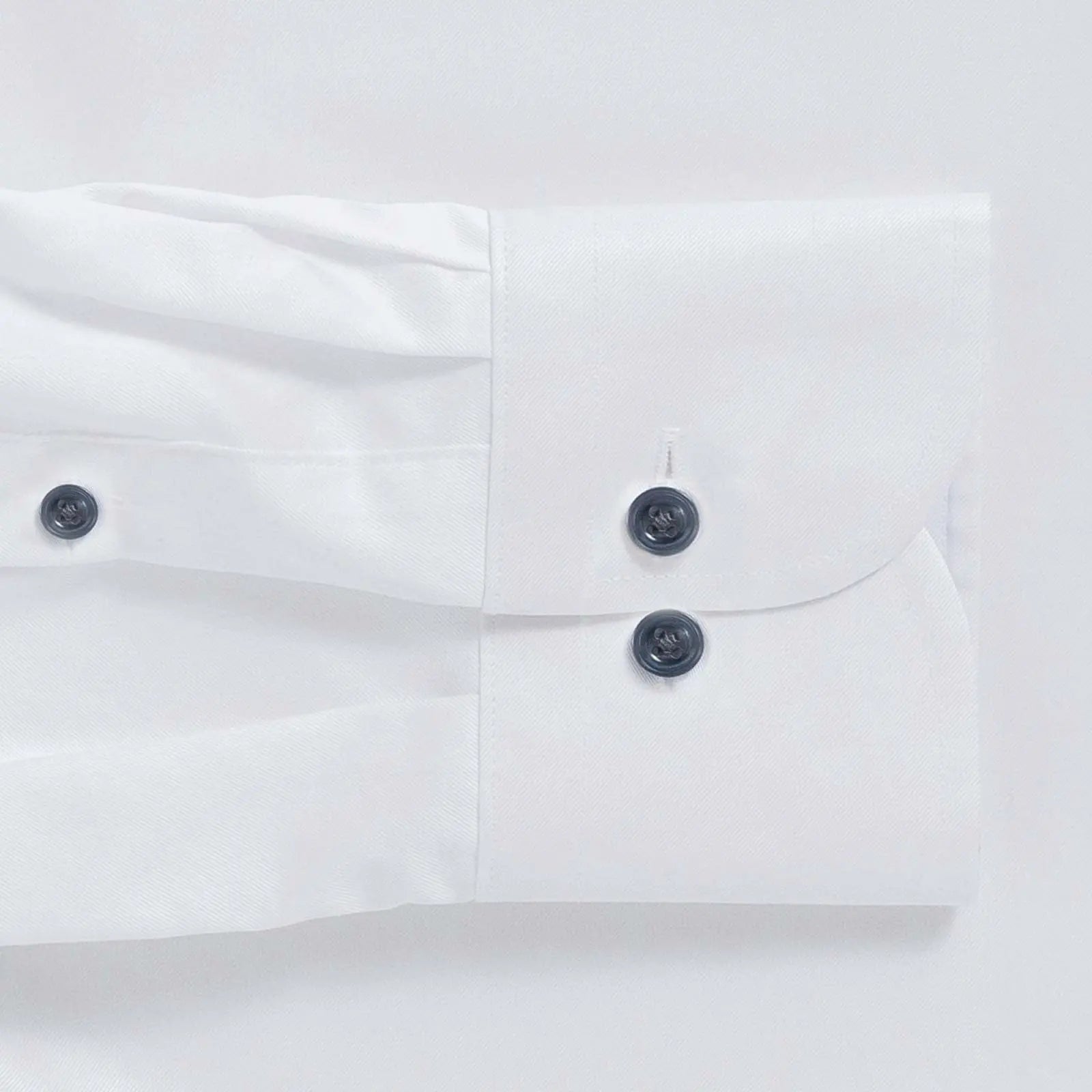 The White Signature Fine Twill with Navy Buttons Custom Shirt Custom Dress Shirt- Ledbury