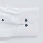 The White Signature Fine Twill with Navy Buttons Custom Shirt Custom Dress Shirt- Ledbury