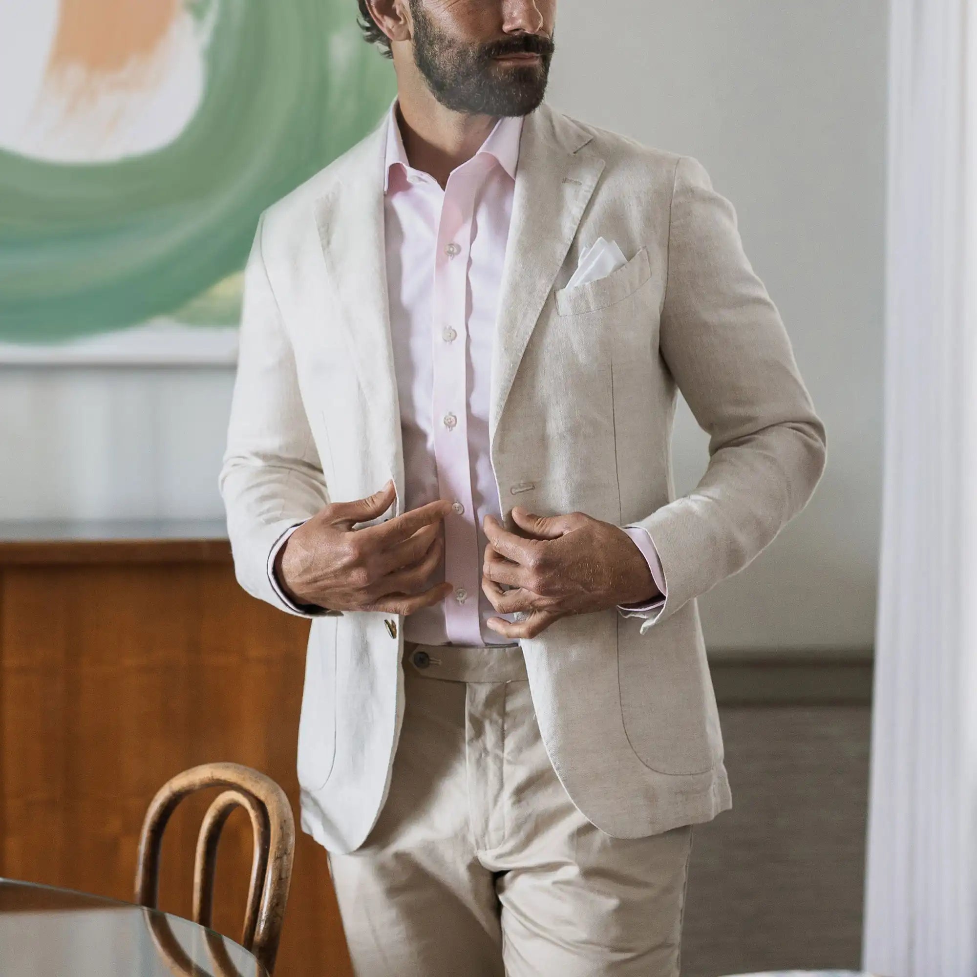 Pink fine twill shirt styled for business - easy-care dress shirt