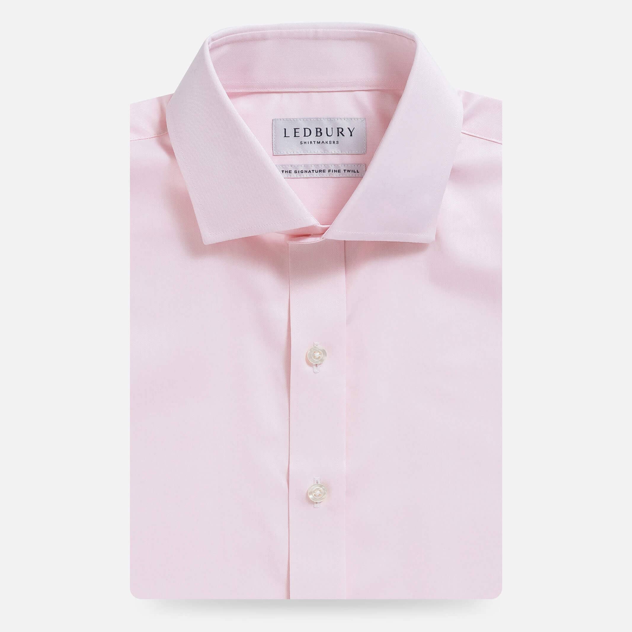 Pink dress shirt flat lay - Signature fine twill custom fit