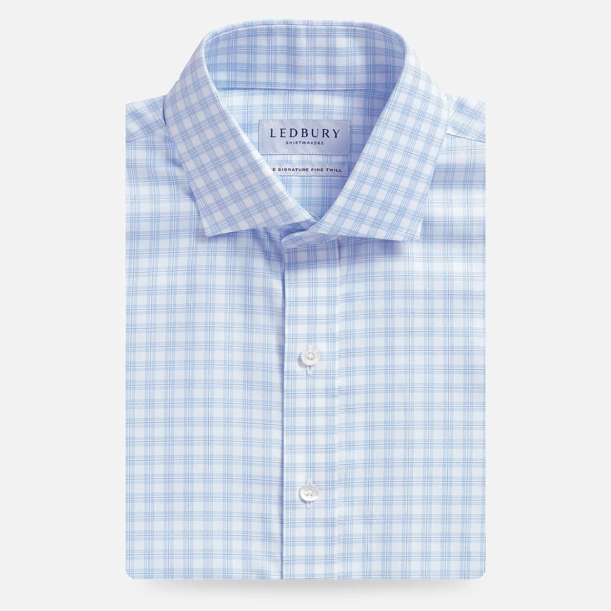 The Light Blue Signature Check Fine Twill Custom Shirt Custom Dress Shirt- Ledbury
