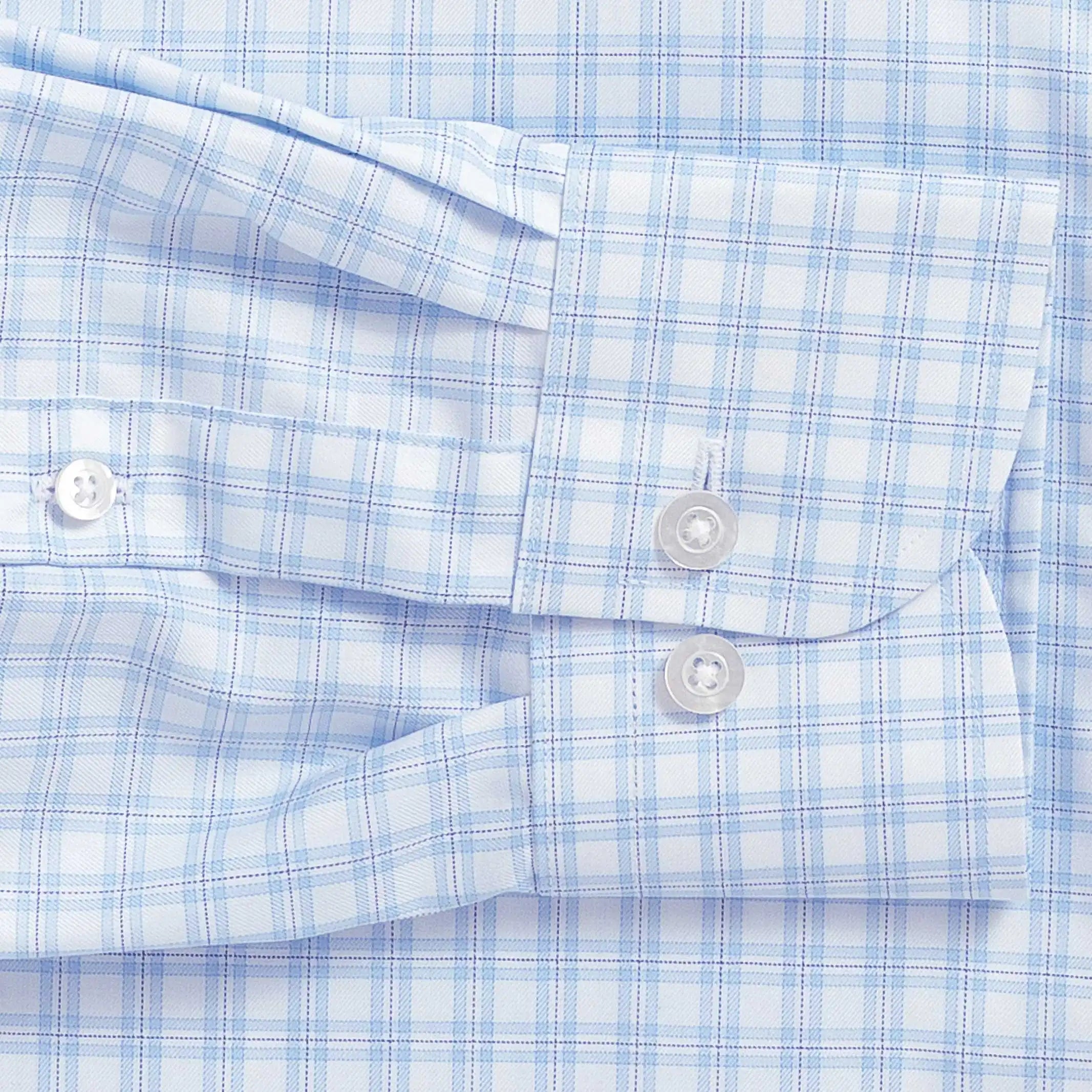The Light Blue Signature Check Fine Twill Custom Shirt Custom Dress Shirt- Ledbury