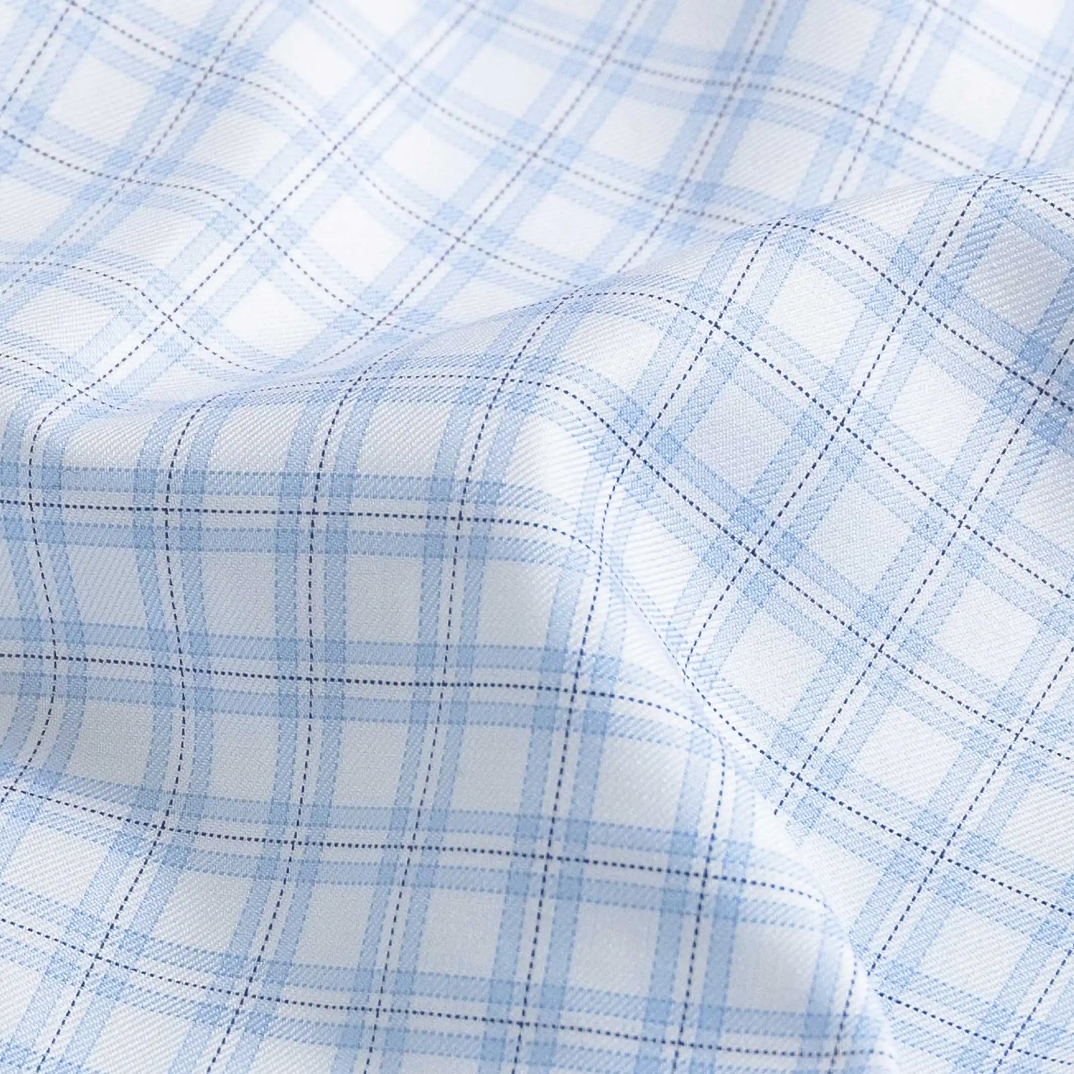 The Light Blue Signature Check Fine Twill Custom Shirt Custom Dress Shirt- Ledbury