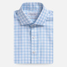The Light Blue Signature Gingham Fine Twill Custom Shirt Custom Dress Shirt- Ledbury