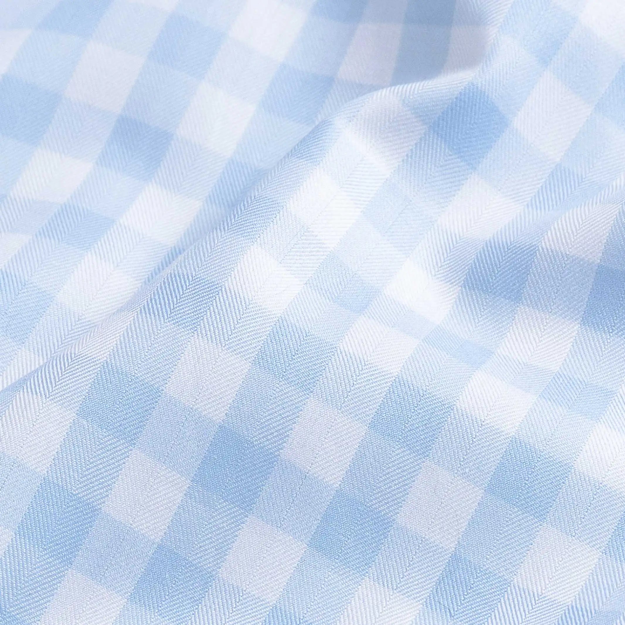 The Light Blue Signature Gingham Fine Twill Custom Shirt Custom Dress Shirt- Ledbury