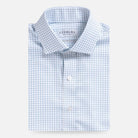 The Light Blue Signature Grid Check Fine Twill Custom Shirt Custom Dress Shirt- Ledbury