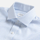 The Light Blue Signature Grid Check Fine Twill Custom Shirt Custom Dress Shirt- Ledbury
