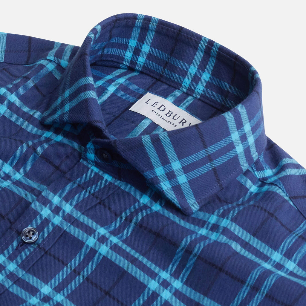 The Bright Blue Leavitt Flannel Custom Shirt Custom Casual Shirt- Ledbury