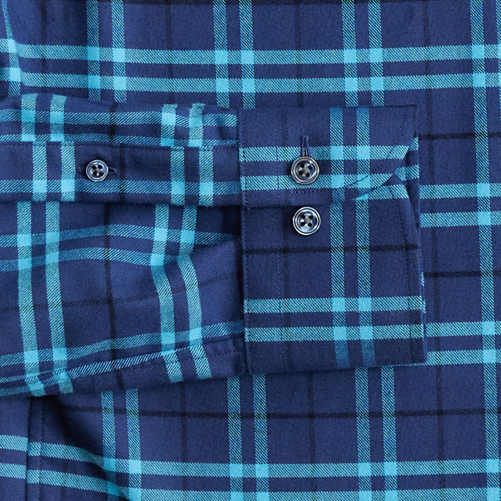 The Bright Blue Leavitt Flannel Custom Shirt Custom Casual Shirt- Ledbury