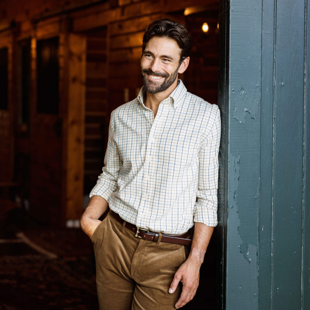 The Weathered Blue Seddon Cotton Cashmere Custom Shirt Custom Casual Shirt- Ledbury