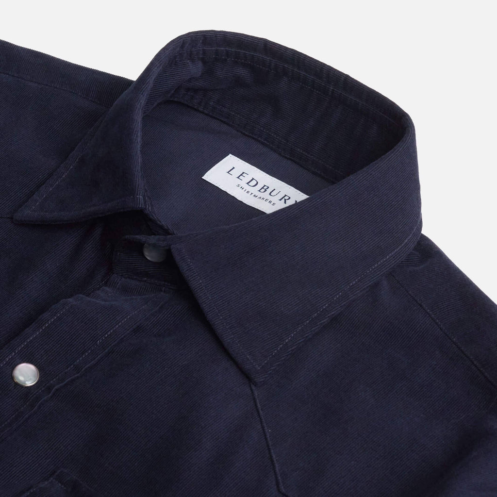 The Dark Navy Crockett Corduroy Western Custom Shirt Custom Casual Shirt- Ledbury