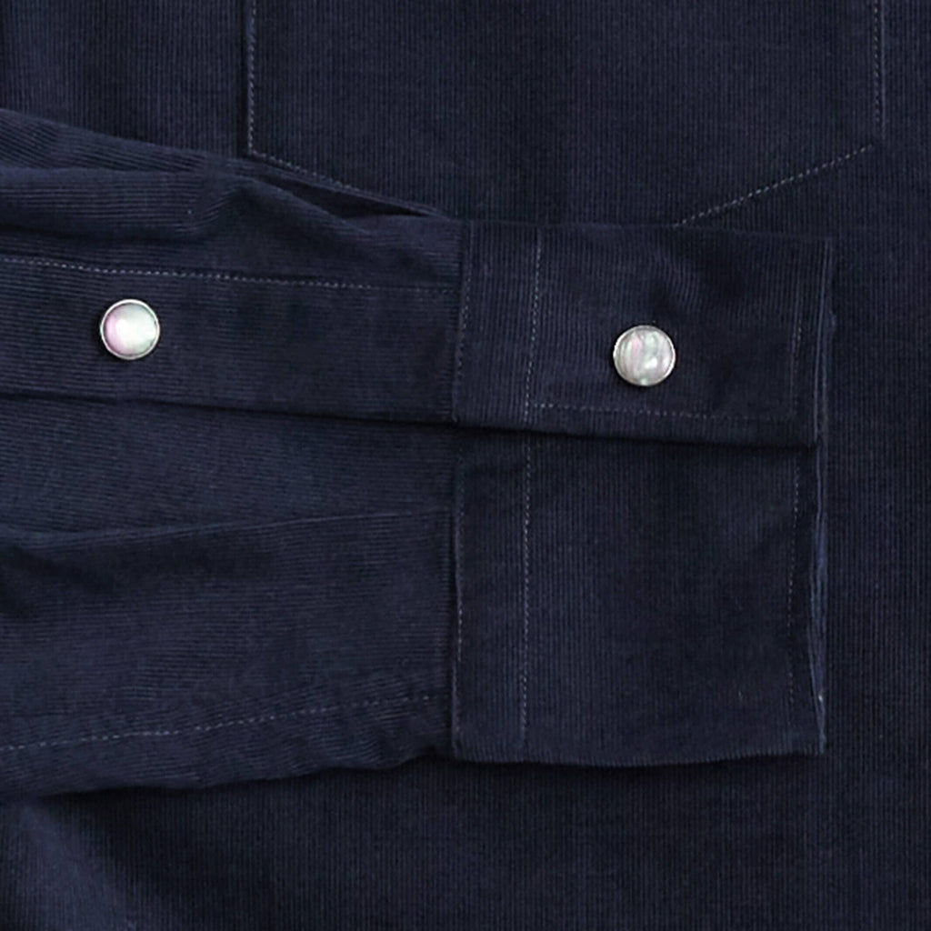 The Dark Navy Crockett Corduroy Western Custom Shirt Custom Casual Shirt- Ledbury