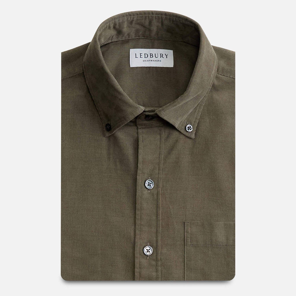 The Dusty Olive Crockett Corduroy Custom Shirt Custom Casual Shirt- Ledbury