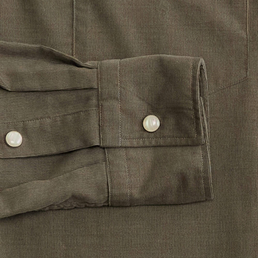 The Dusty Olive Crockett Corduroy Western Custom Shirt Custom Casual Shirt- Ledbury