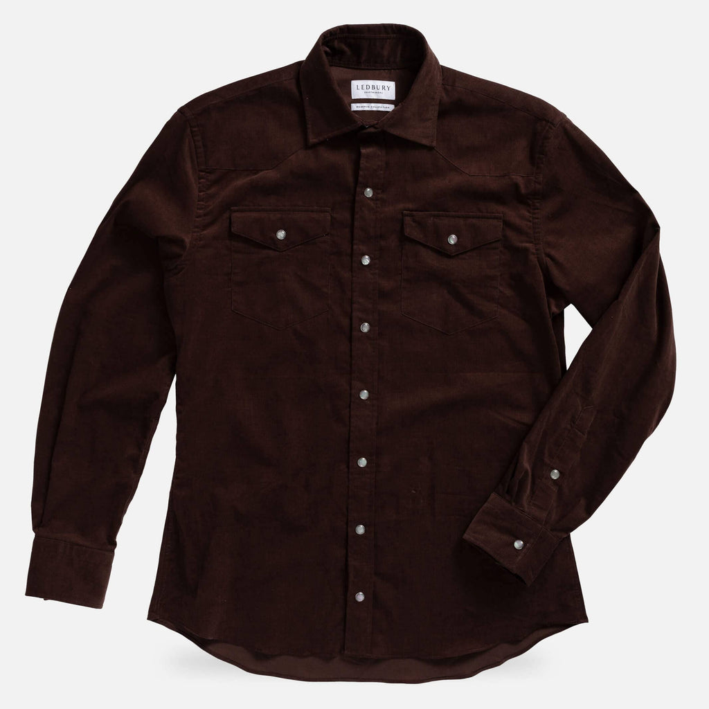 The Brown Crockett Corduroy Western Custom Shirt Custom Casual Shirt- Ledbury