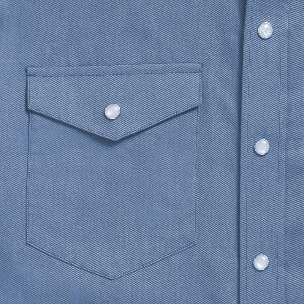 The Bay Blue Malone Washed Twill Custom Shirt Custom Casual Shirt- Ledbury