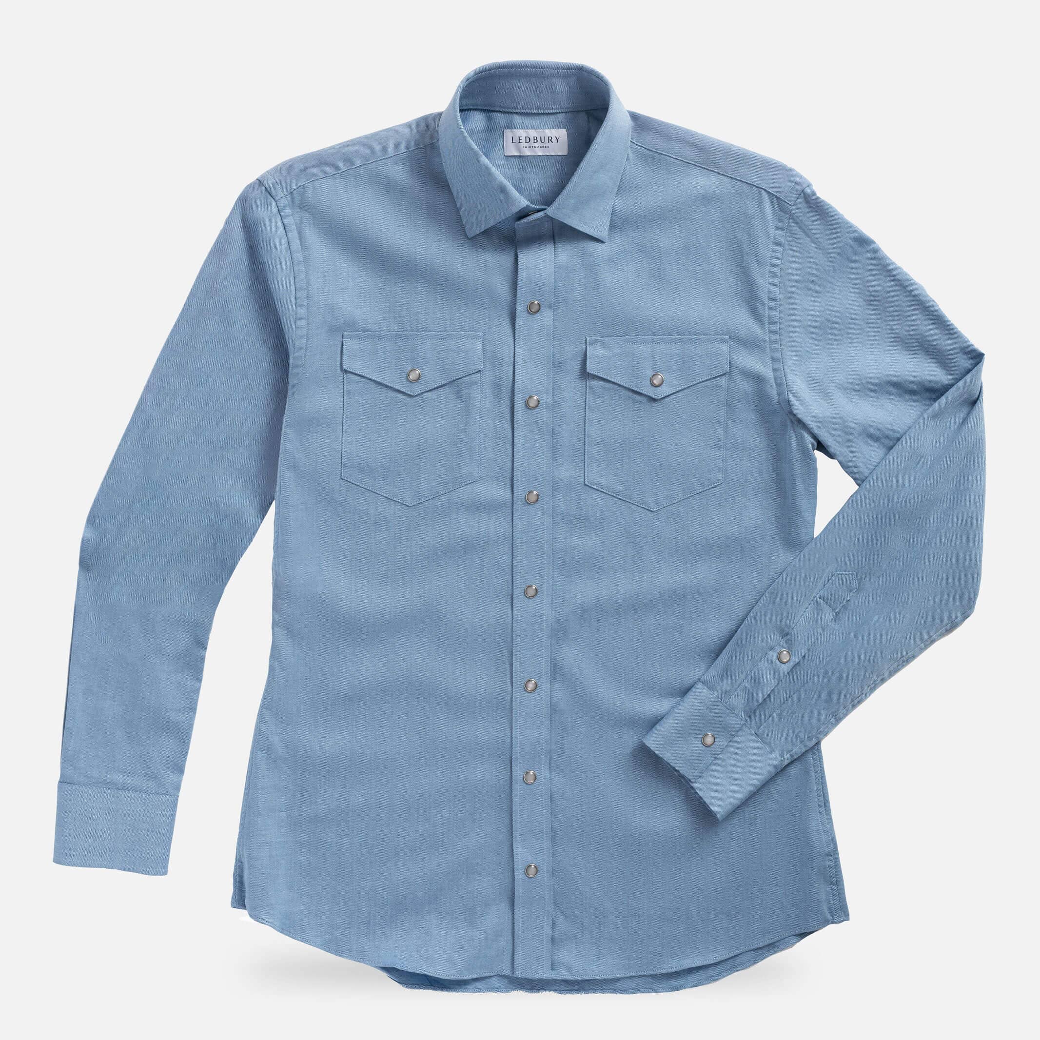 The Bay Blue Malone Washed Twill with Pearl Snaps Custom Shirt – Ledbury